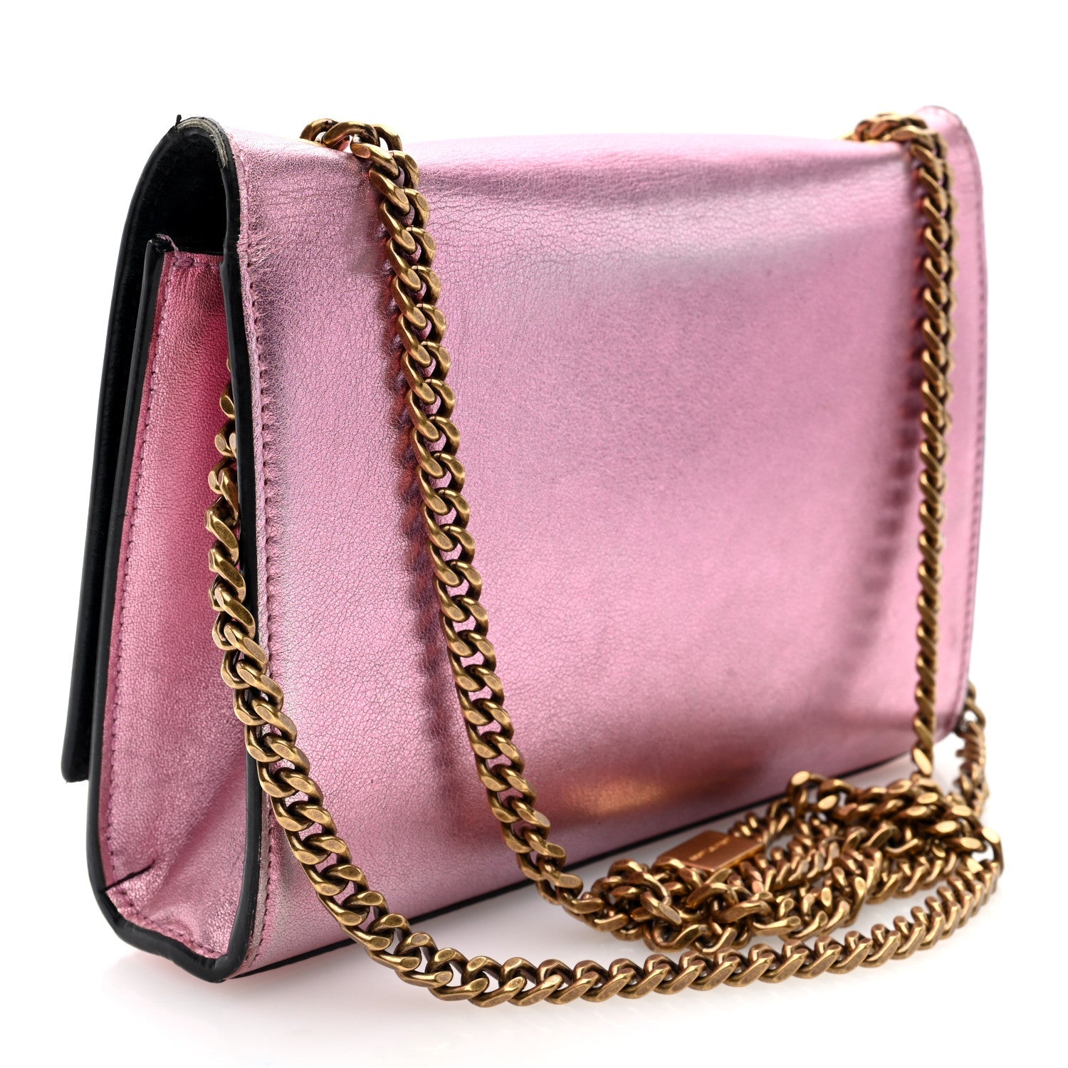 Metallic Calfskin Small Classic Monogram Kate Tassel Satchel Pink