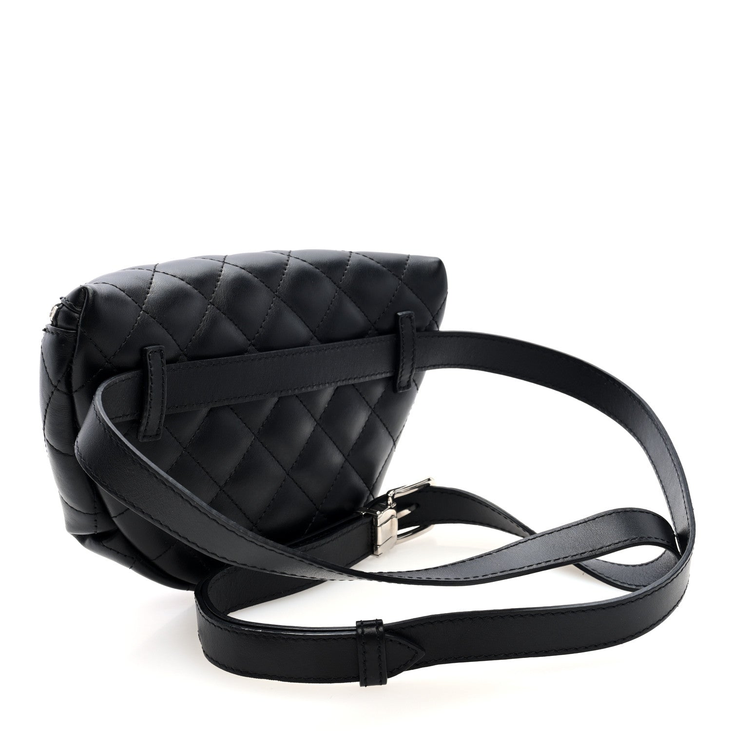 Calfskin Quilted Waist Belt Bag Black