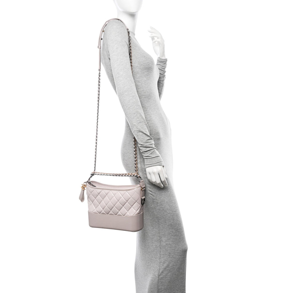 Aged Calfskin Quilted New Medium Gabrielle Hobo Light Purple