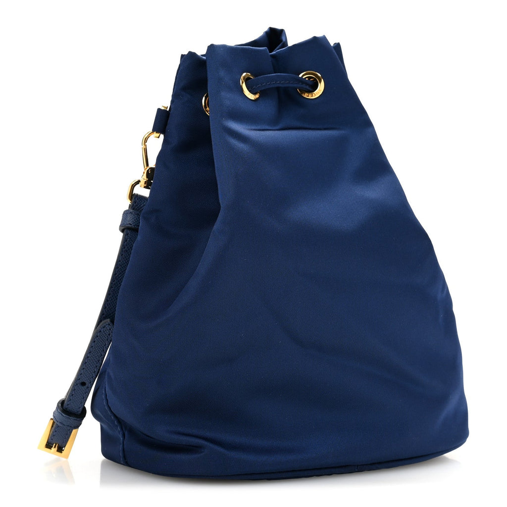 Saffiano Tessuto Nylon Bucket Wristlet Royal