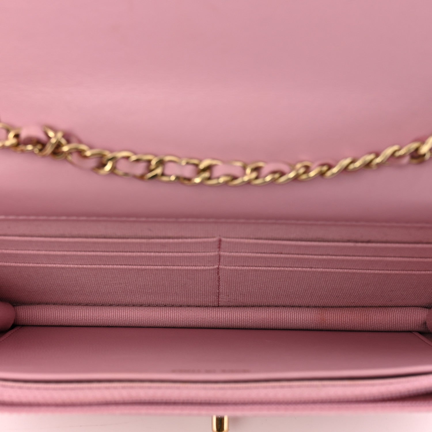 Lambskin Quilted Trendy CC Wallet On Chain WOC Pink