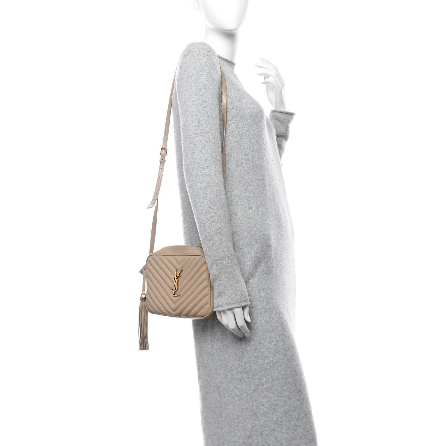 Calfskin Matelasse Monogram Lou Camera Bag Dark Beige