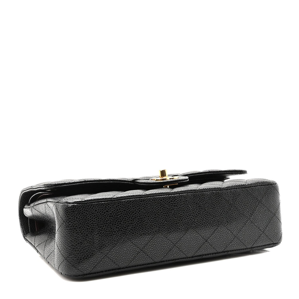 Caviar Quilted Medium Double Flap Black