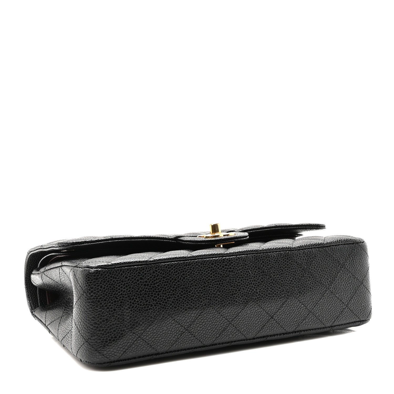 Caviar Quilted Medium Double Flap Black