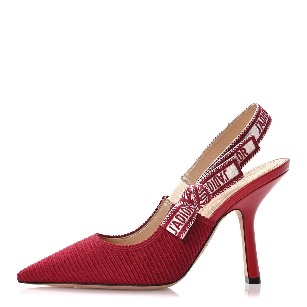 Technical Canvas Ribbon J Adior Slingback 100mm Pumps 36 Cherry