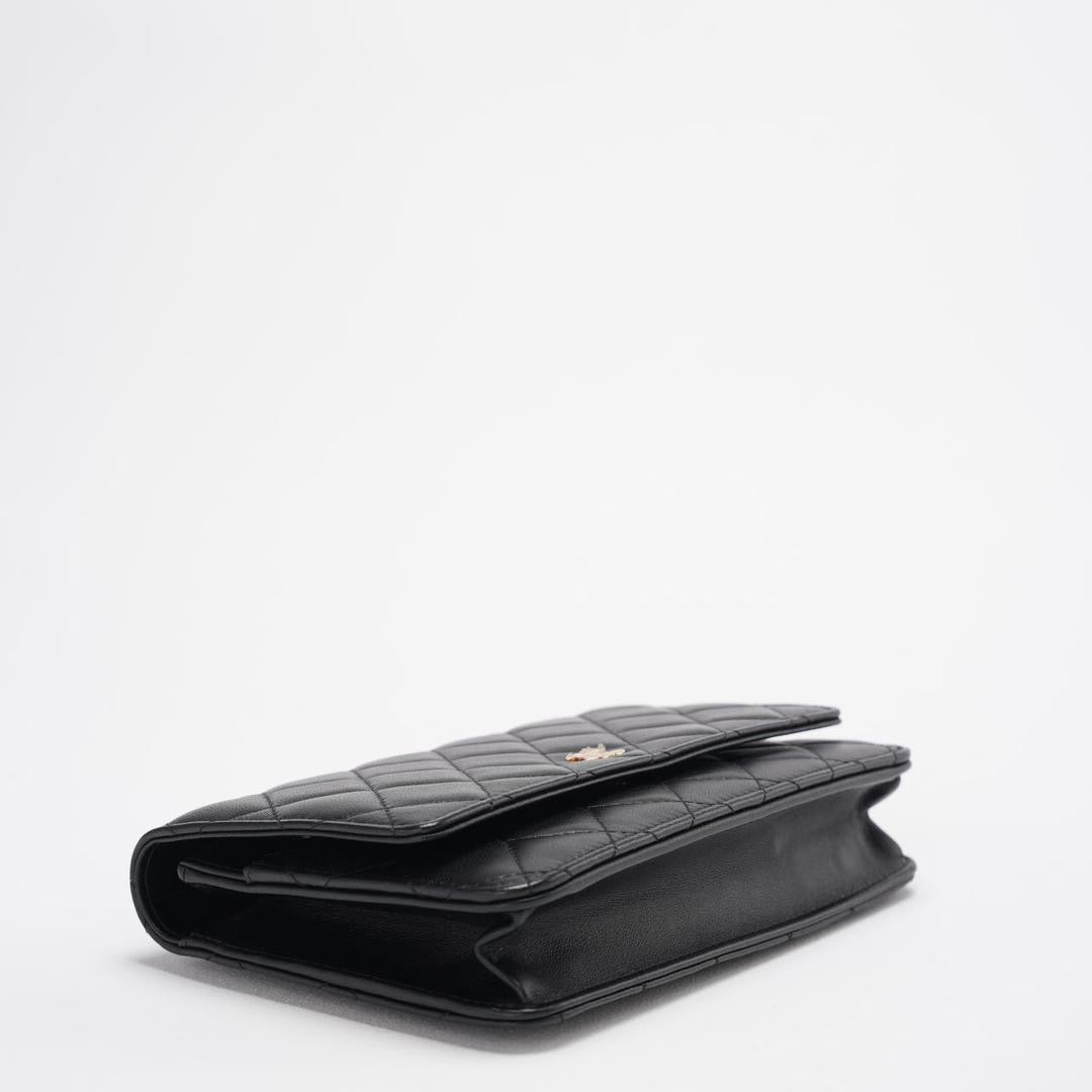 Chanel Wallet On Chain (WOC) Black Bag In Lambskin Leather With Gold Hardware 2018