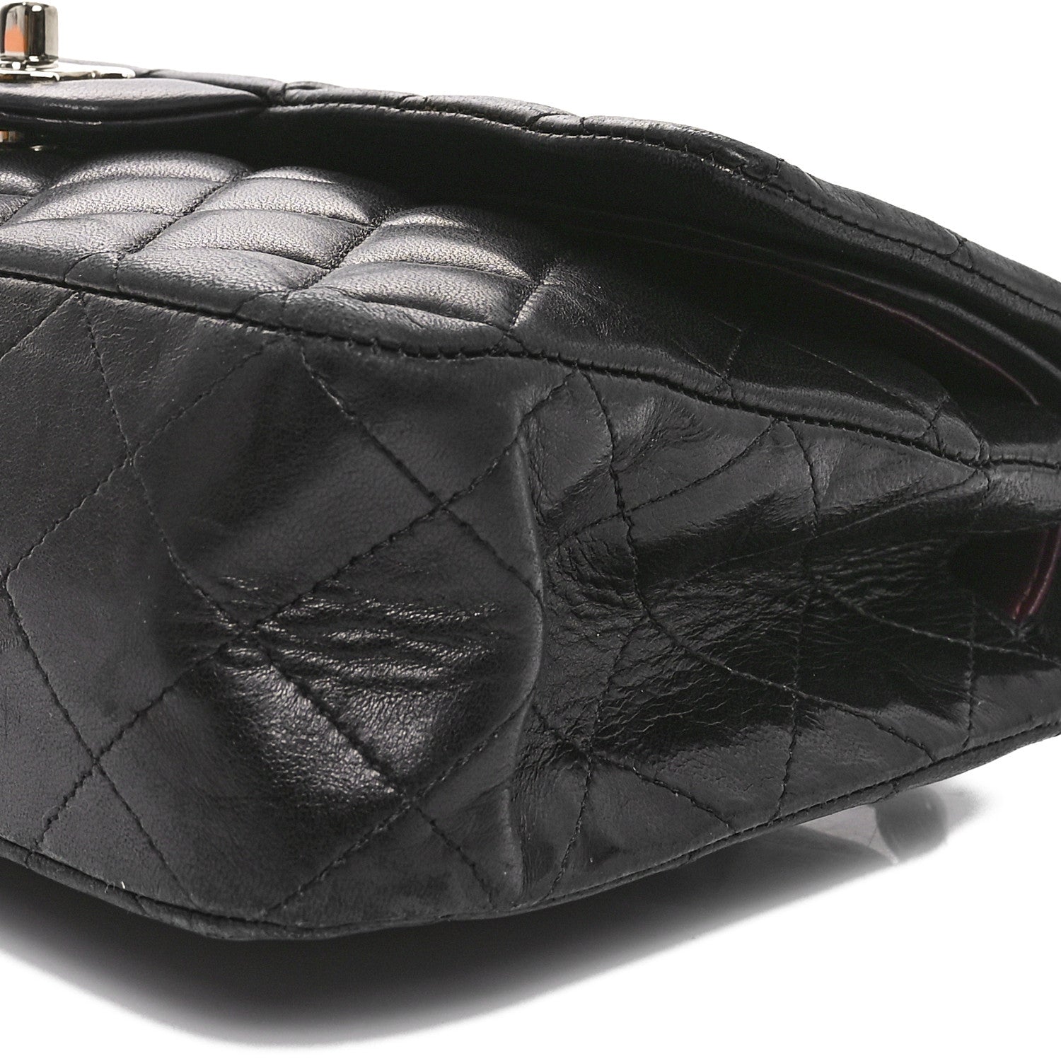 Lambskin Quilted Medium Double Flap Black