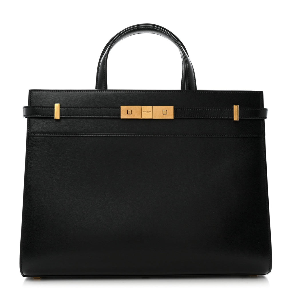 Calfskin Small Manhattan Shopper Tote Black