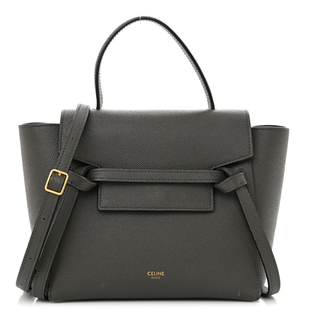 Grained Calfskin Nano Belt Bag Grey
