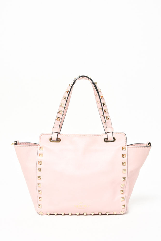 Valentino Pink Leather Roman Stud Mini Top Handle w/ 2 Straps Gold Hardware