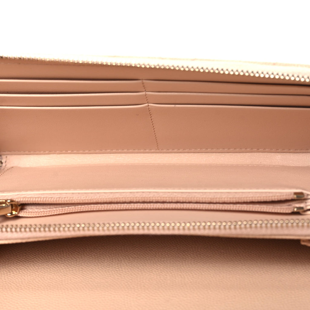 Caviar Quilted Phone Holder Wallet on Removable Chain Light Beige
