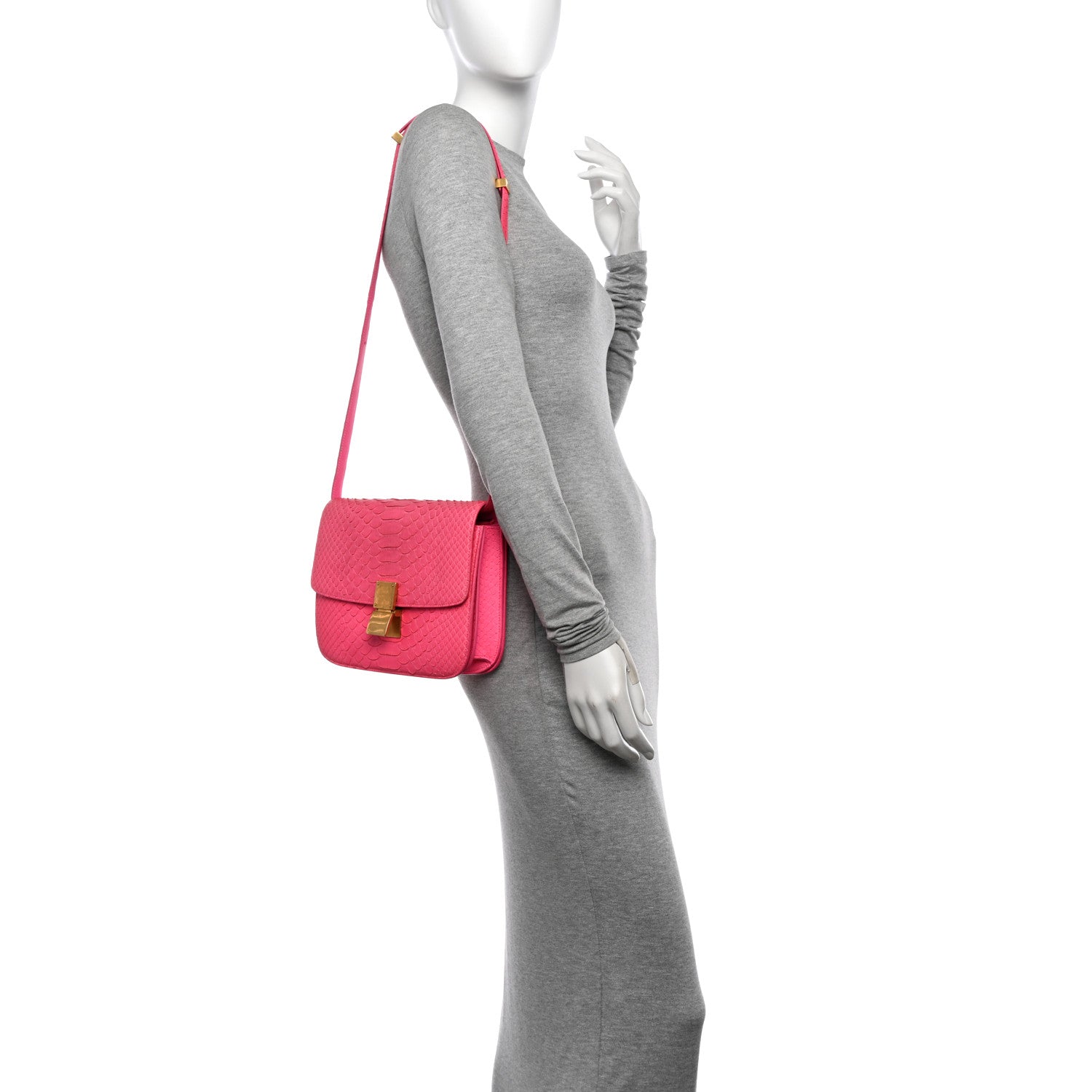 Snakeskin Medium Classic Box Flap Pink