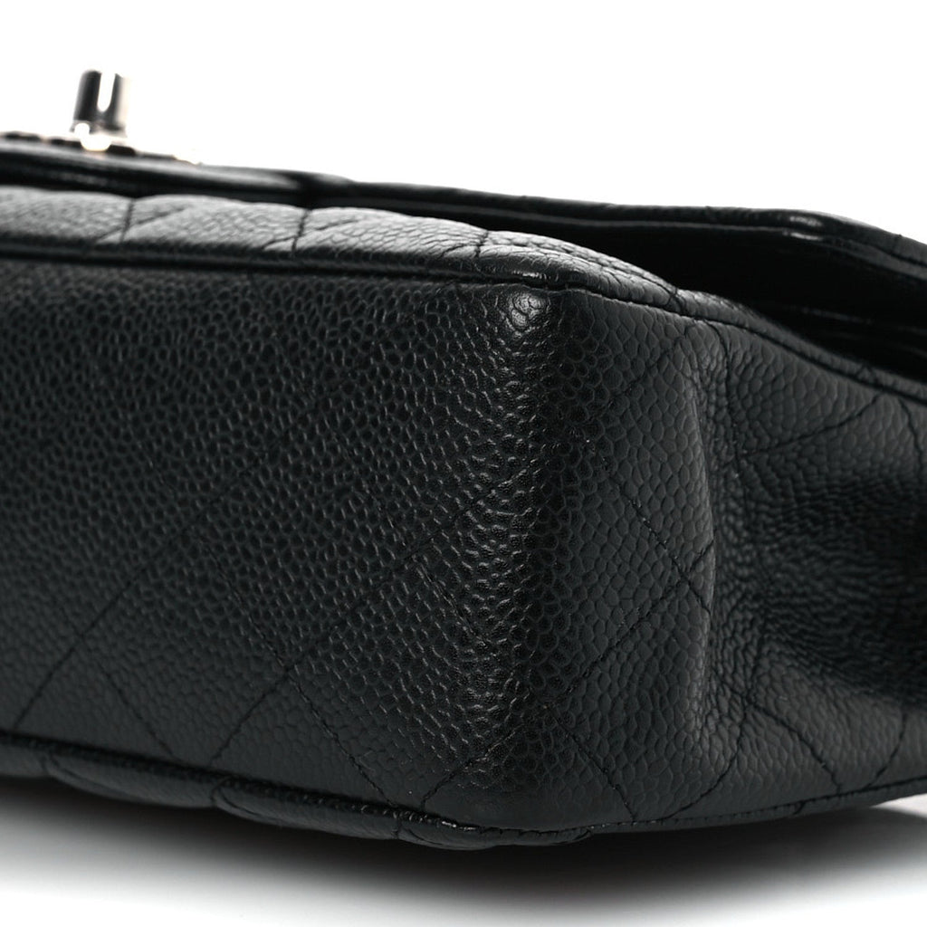 Caviar Quilted Medium Double Flap Black
