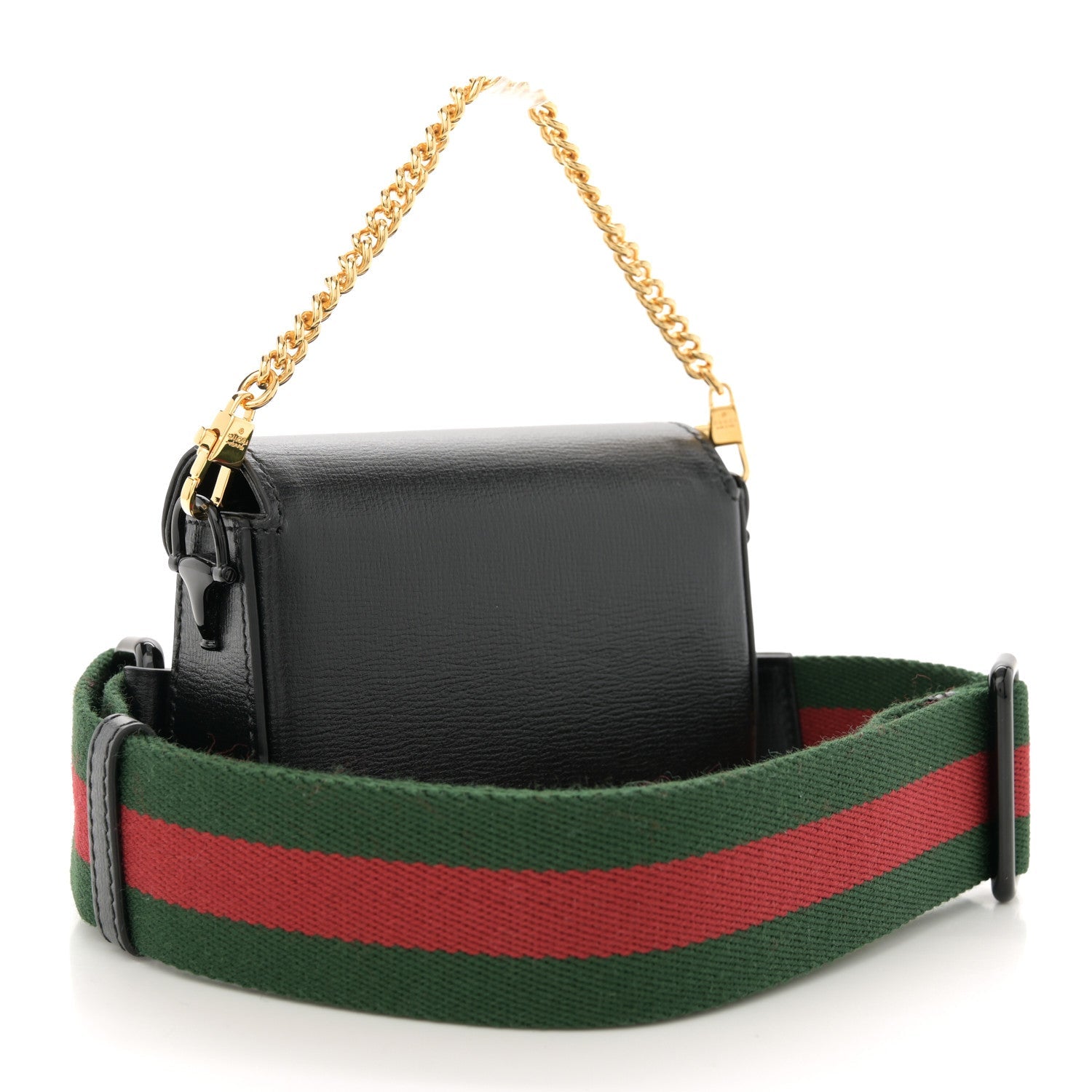Azalea Calfskin Web Monochrome Horsebit 1955 Wallet On Strap Black