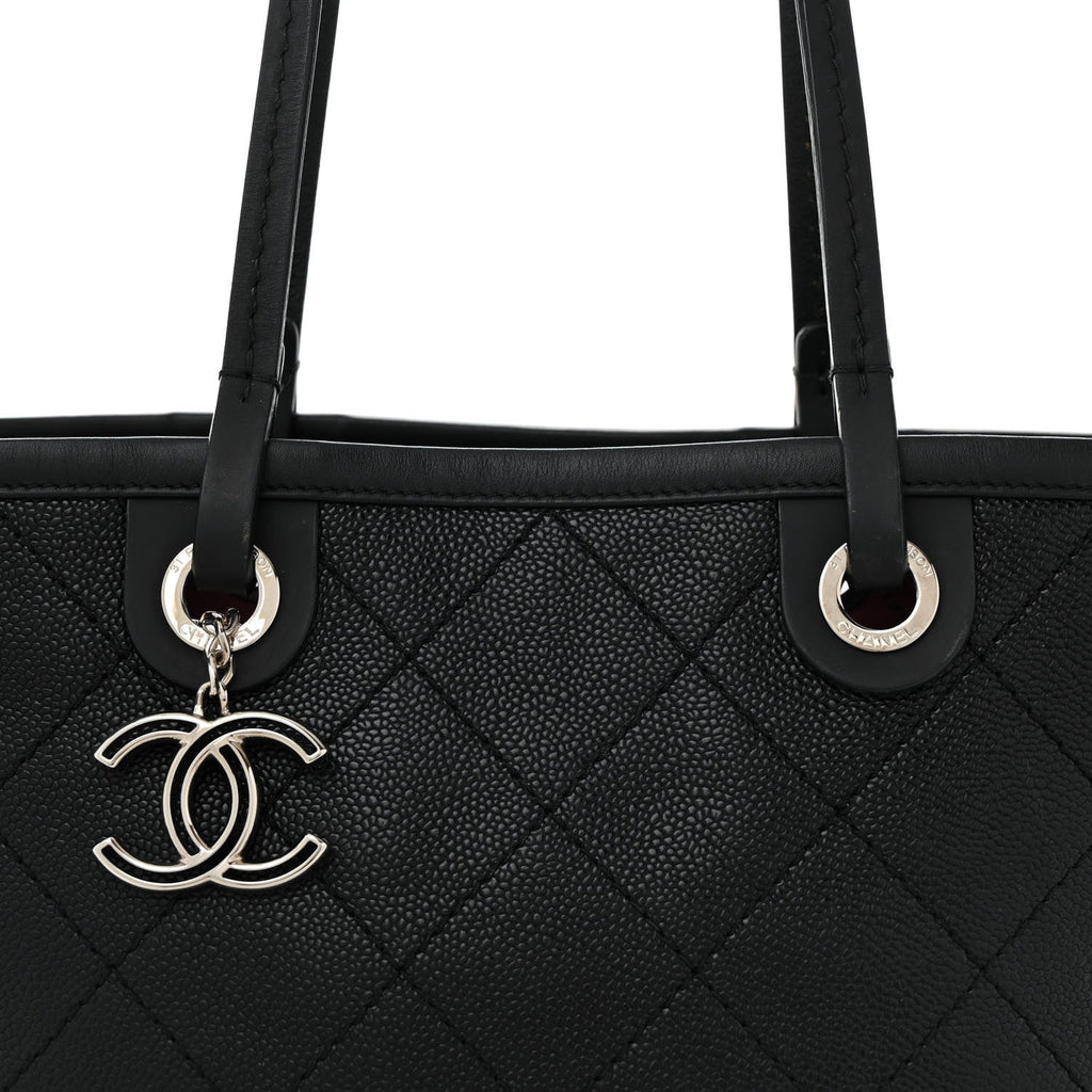 Grained Calfskin Shopping Fever Tote  Black