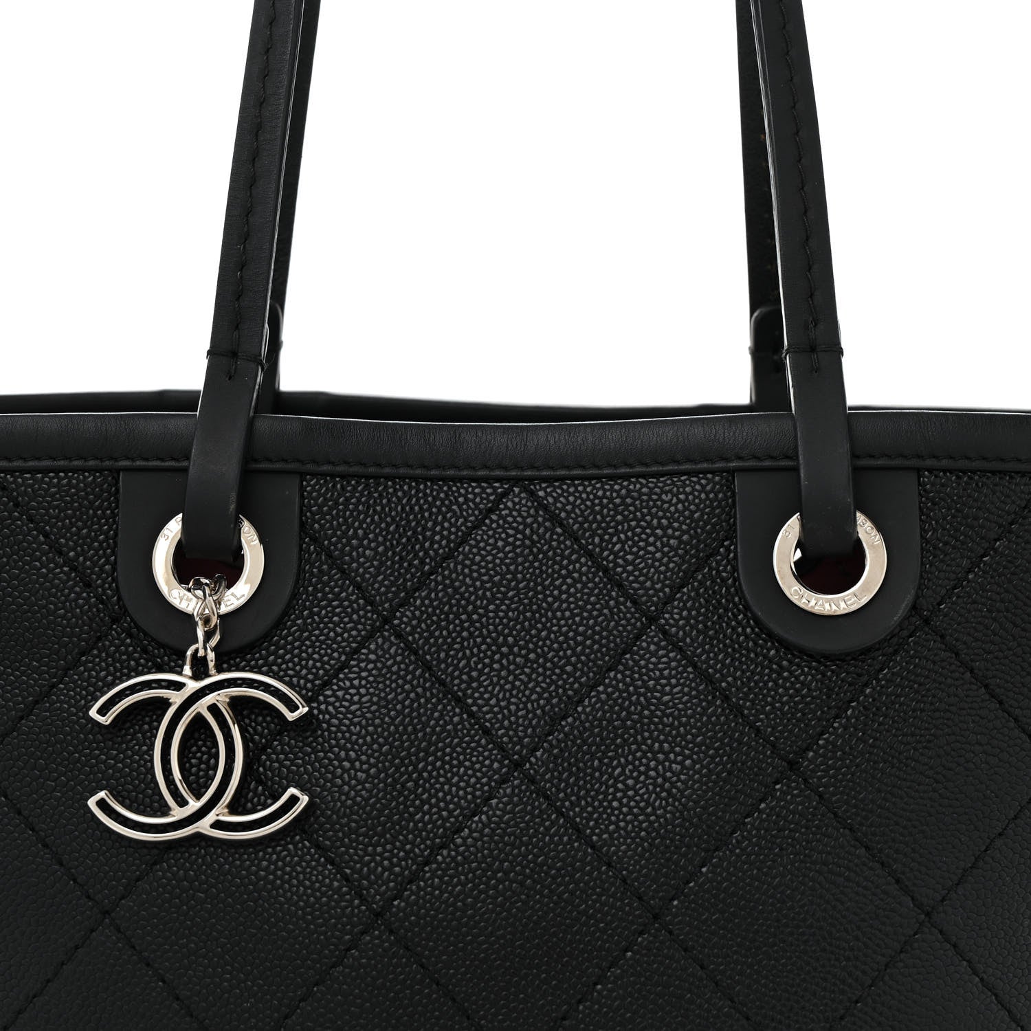 Grained Calfskin Shopping Fever Tote  Black