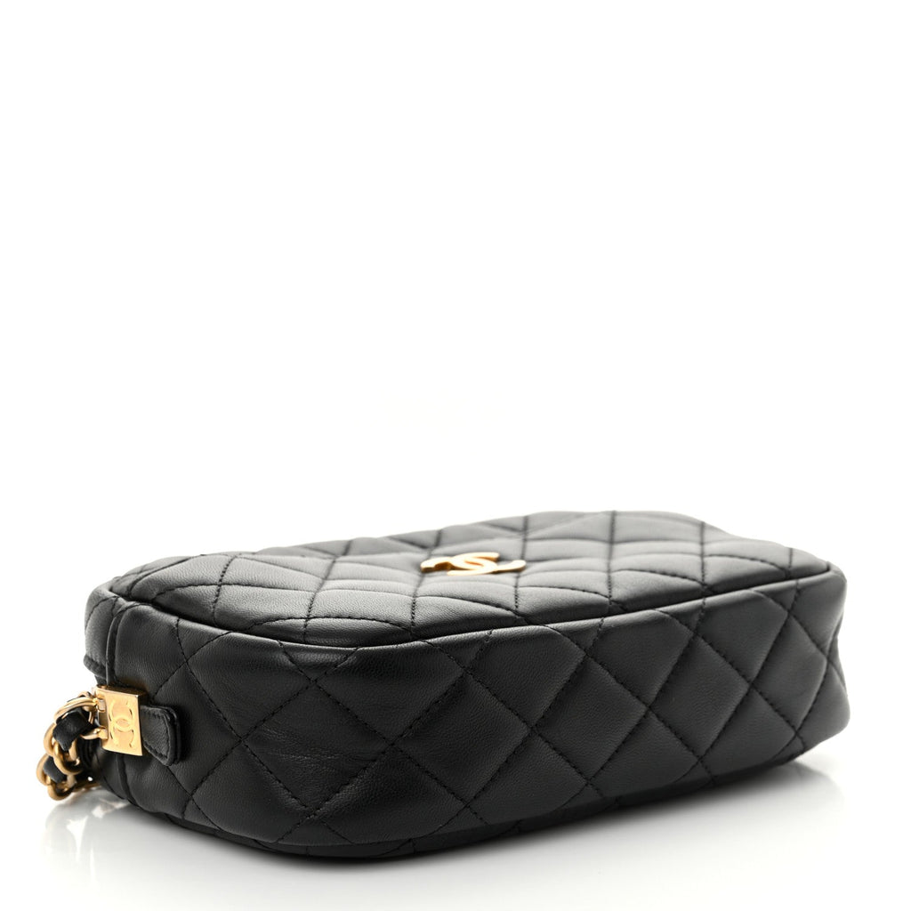 Lambskin Quilted Camera Bag Black