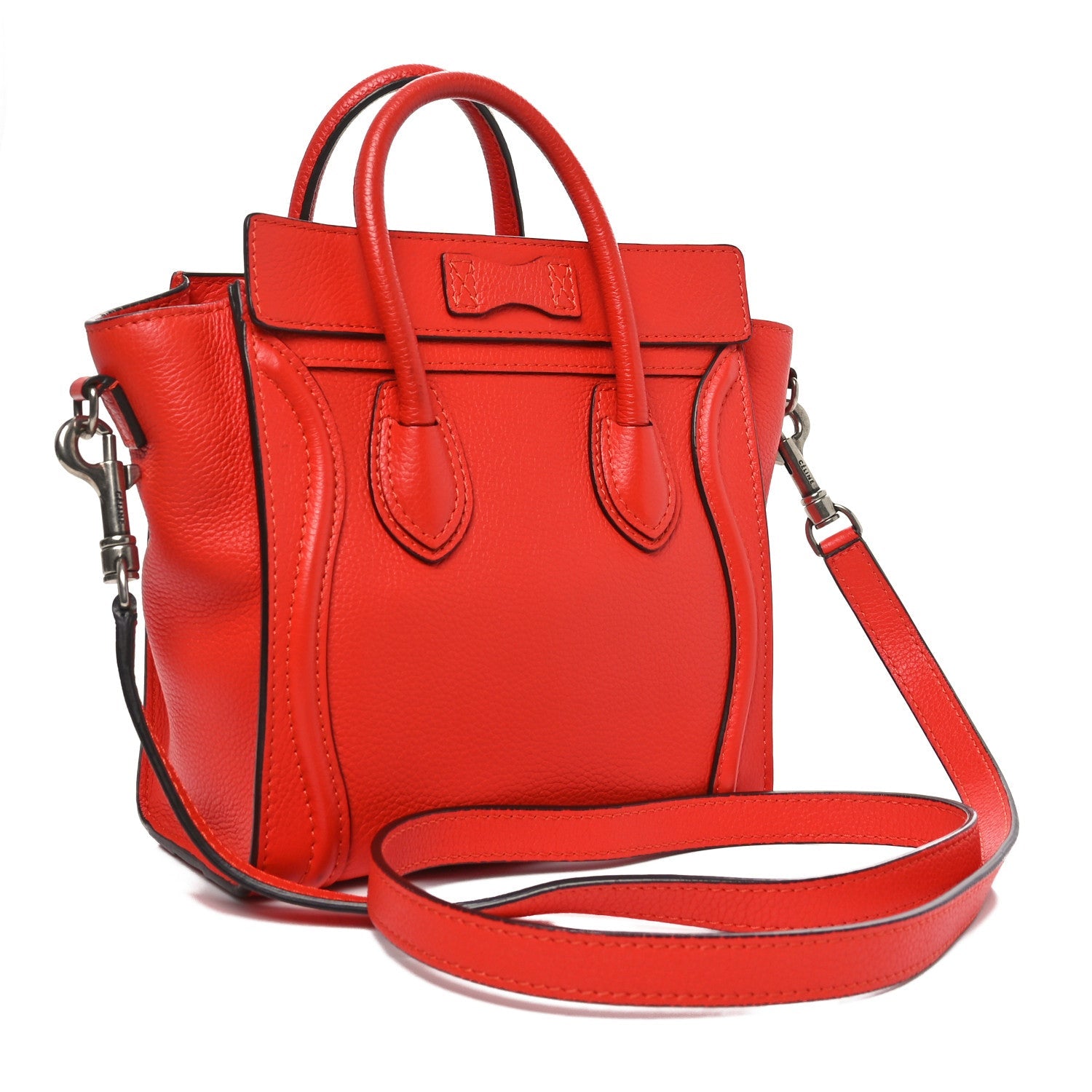 Drummed Calfskin Nano Luggage Coquelicot