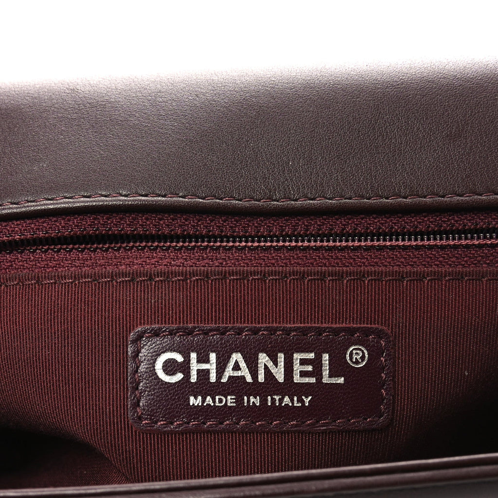 Calfskin Chevron Quilted New Medium Boy Flap Burgundy
