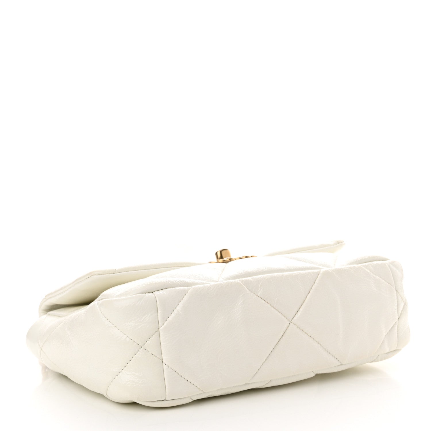 Shiny Crumpled Calfskin Quilted Medium Chanel 19 Flap White
