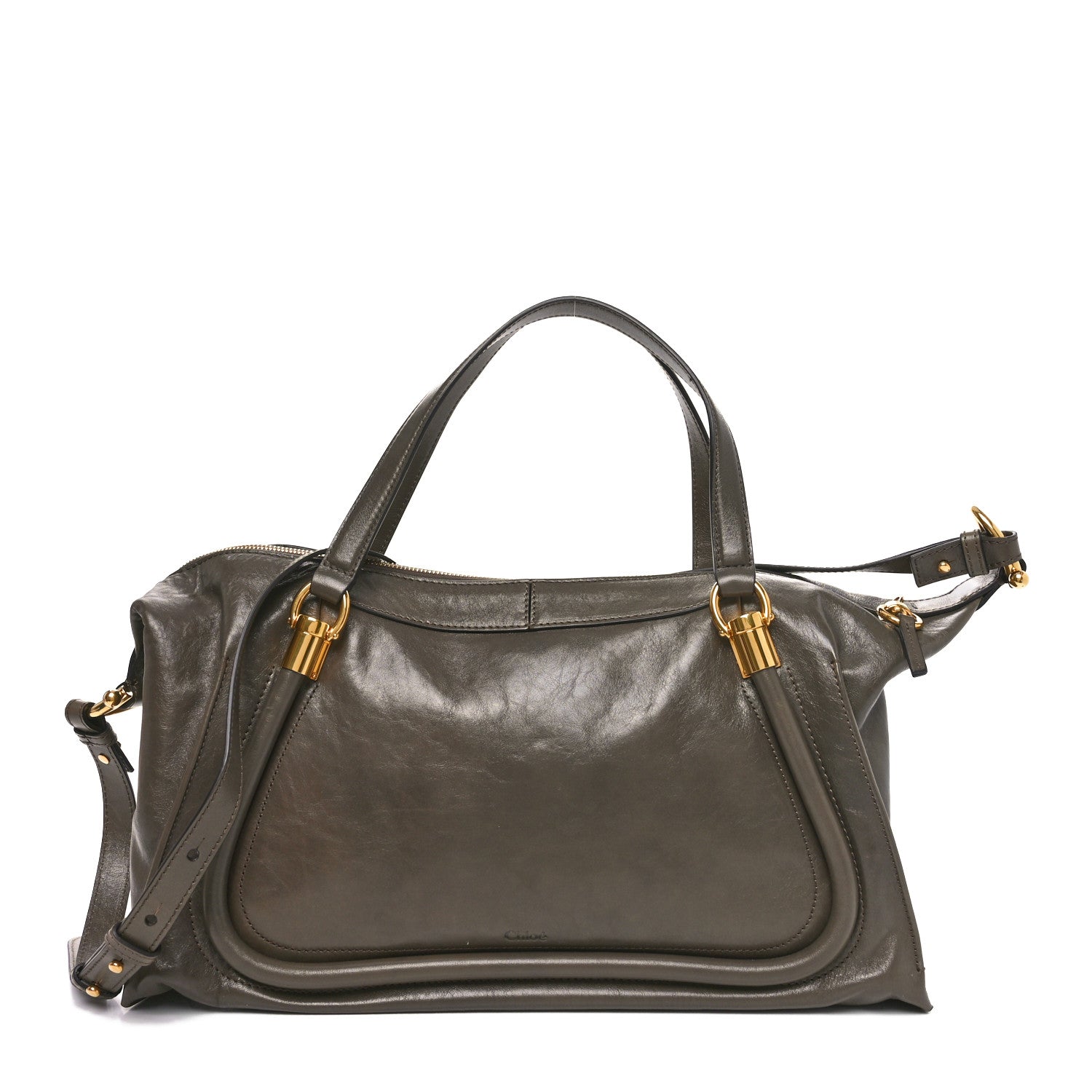 Natural Shiny Calfskin Small Paraty 24 Bag Flannel Grey