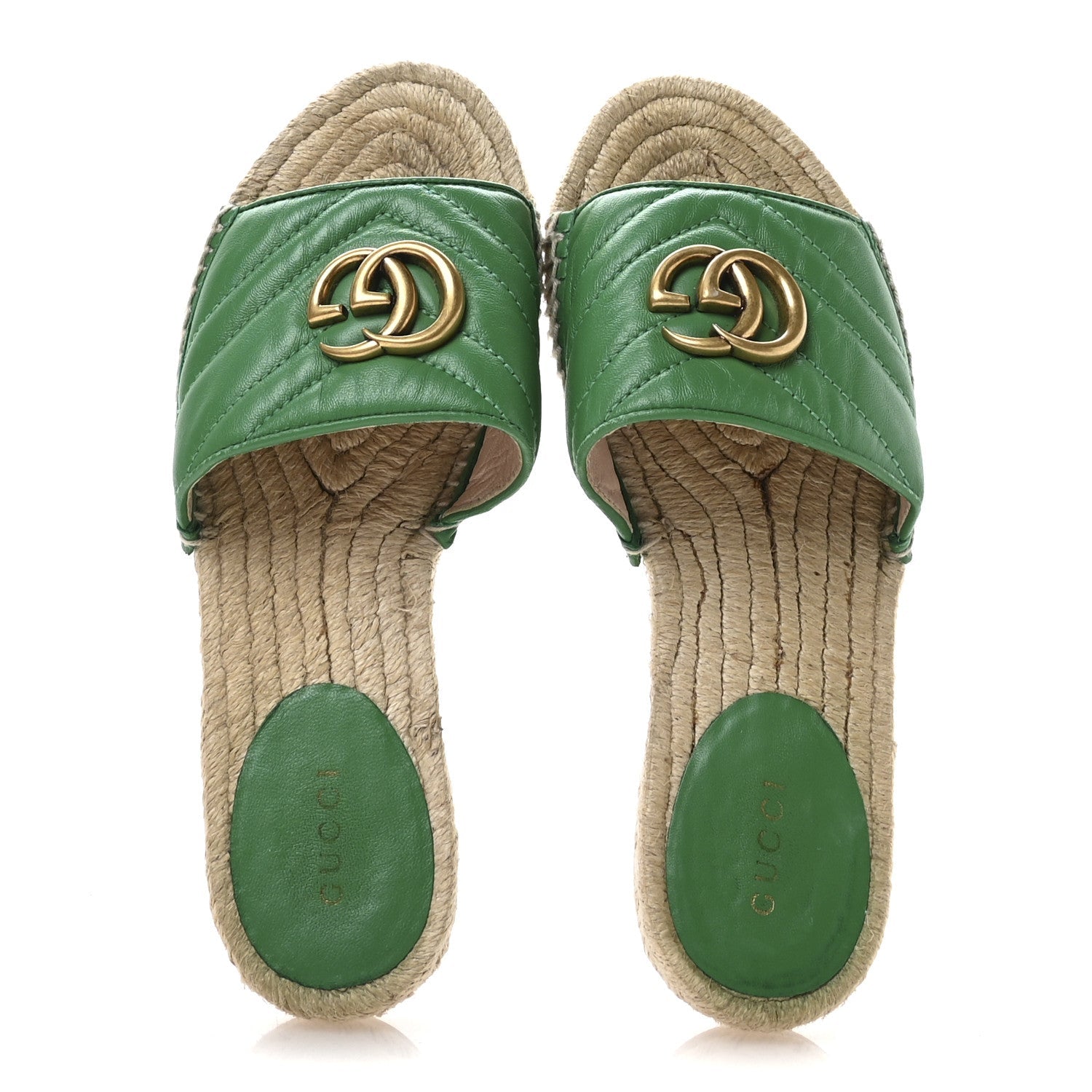 Nappa Matelasse GG Marmont Espadrille Slide Sandals 35.5 New Shamarock