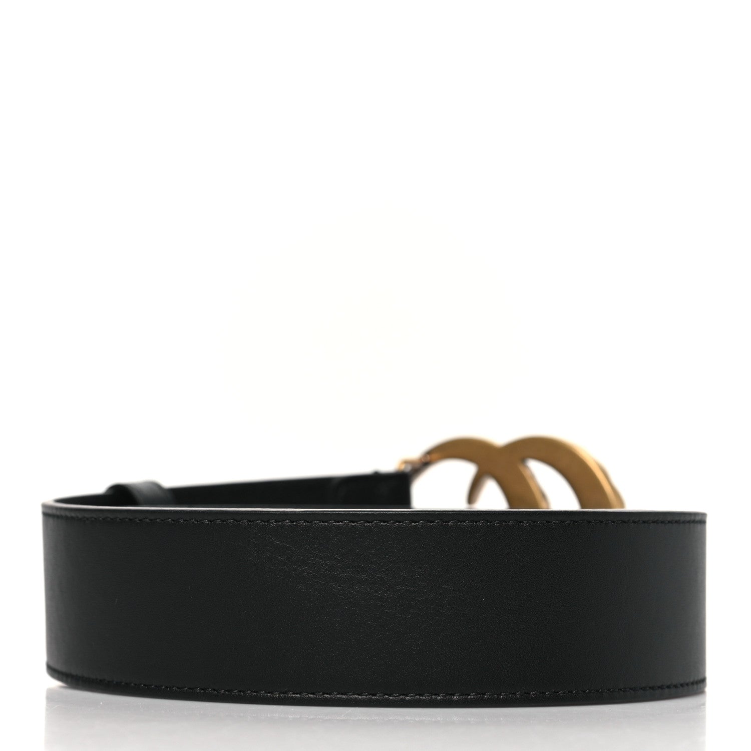 Moon Calfskin Pearl Double G 40mm Belt 70 28 Black Cream