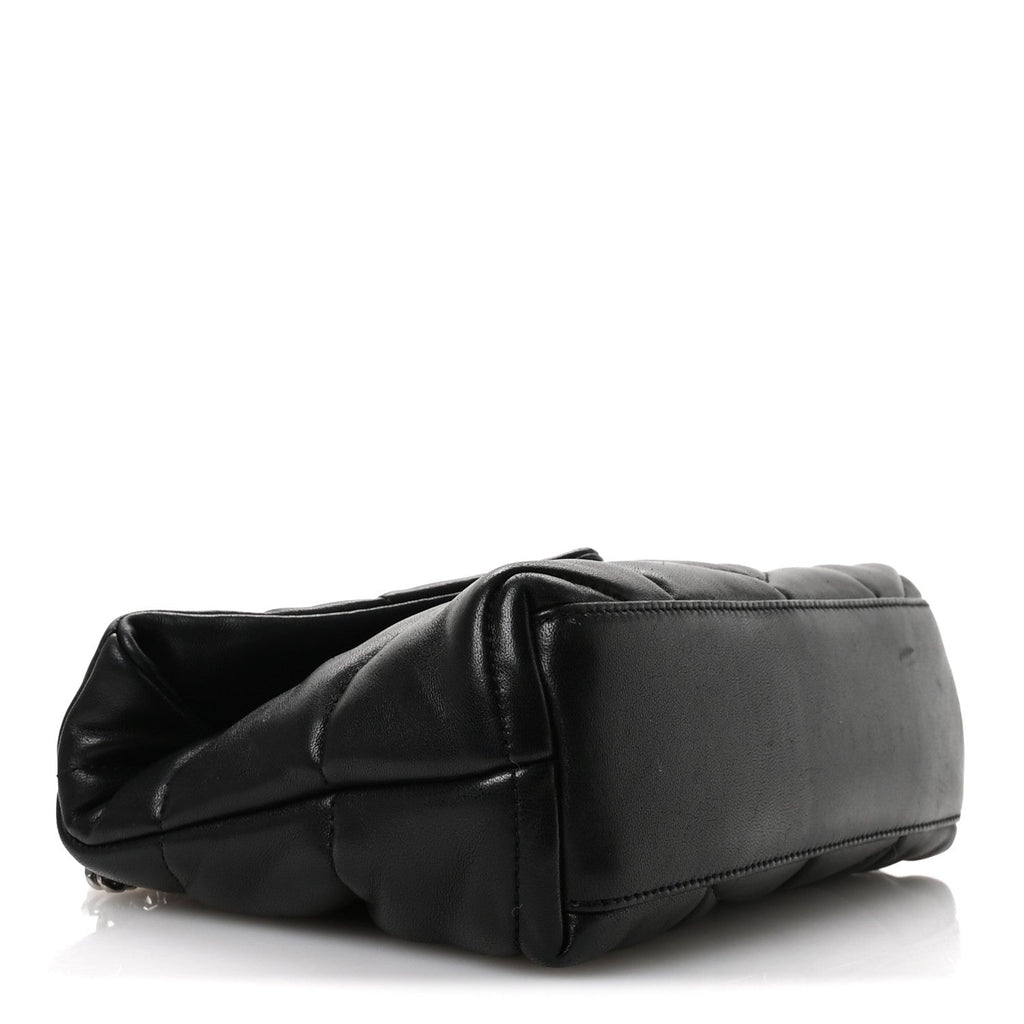 Lambskin Quilted Toy Loulou Puffer Monogram Chain Satchel Black