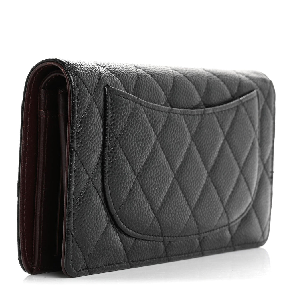 Caviar Quilted Yen Wallet Black