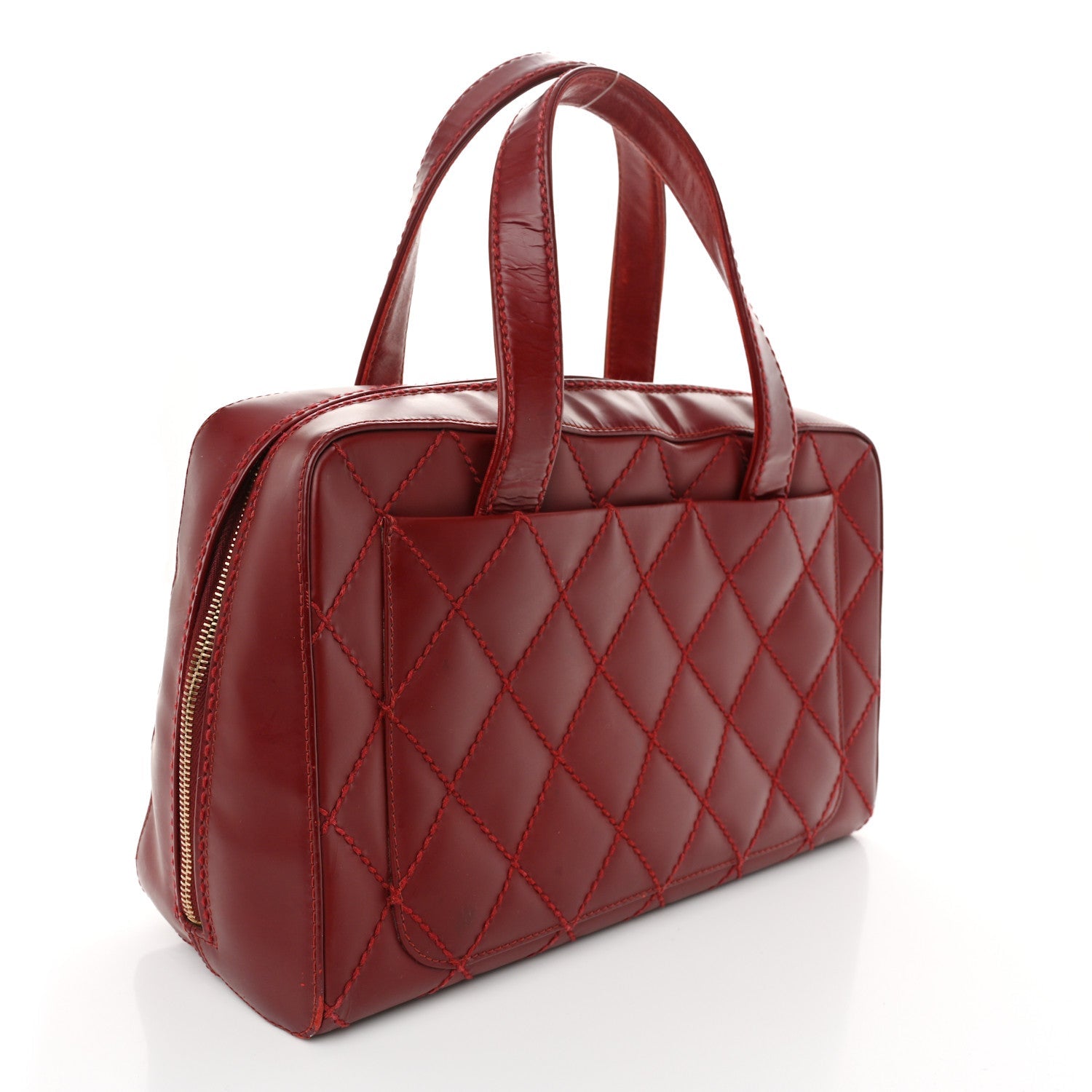 Calfskin Stitch Surpique Bowler Red