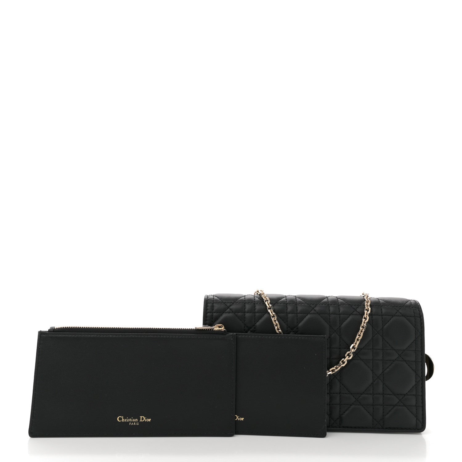 Lambskin Cannage Lady Dior Pouch Black