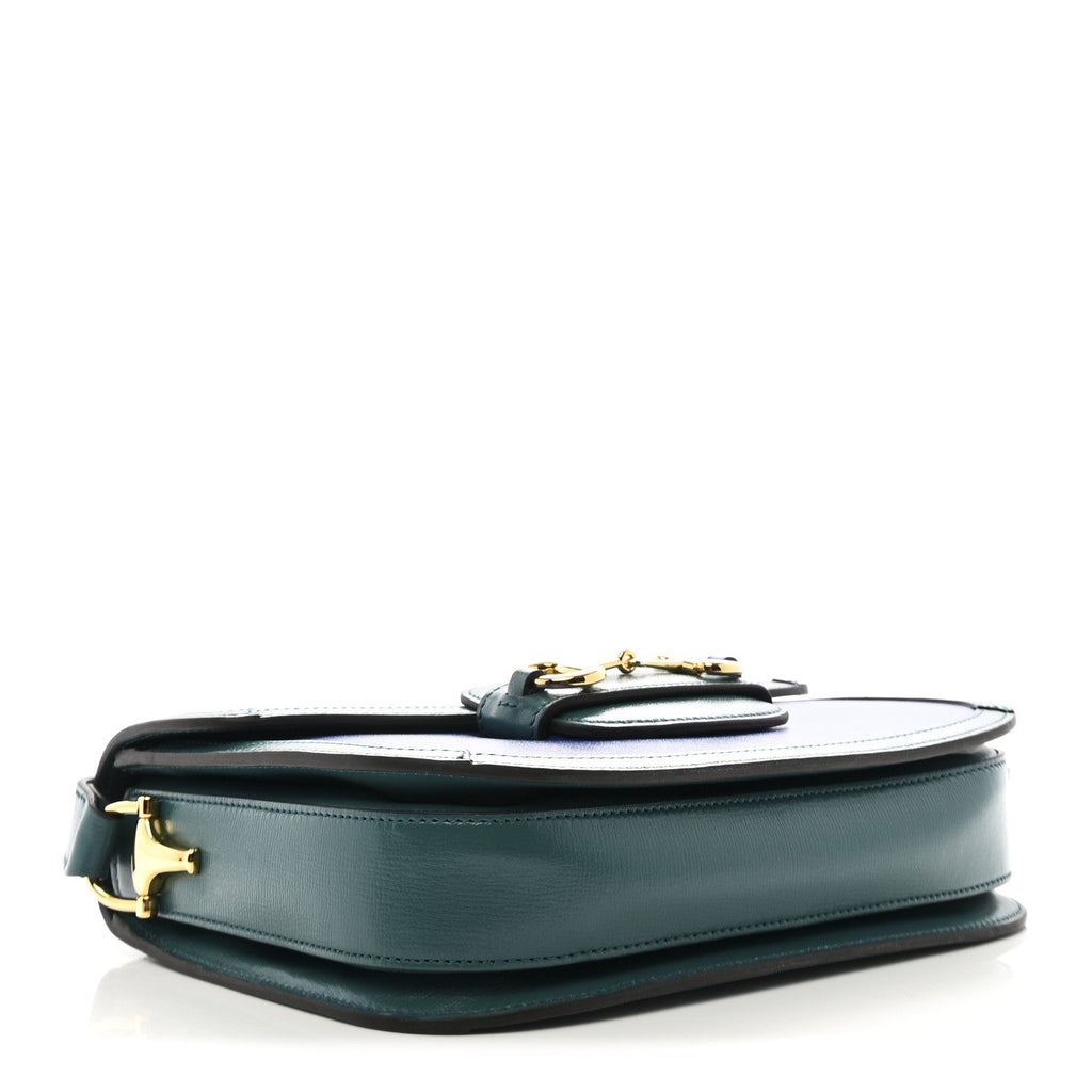 Azalea Calfskin Horsebit 1955 Shoulder Bag Imperial Blue Pavone