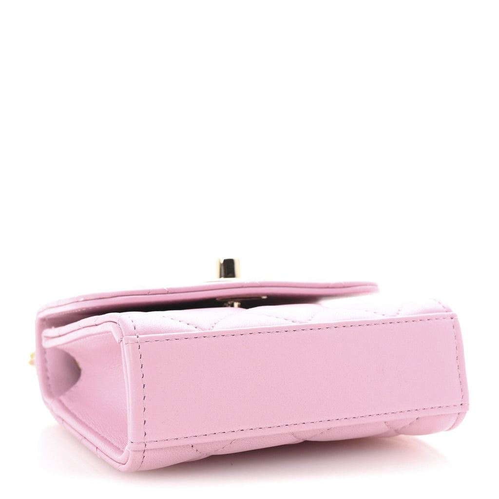 Lambskin Quilted Mini Trendy CC Clutch With Chain Pink