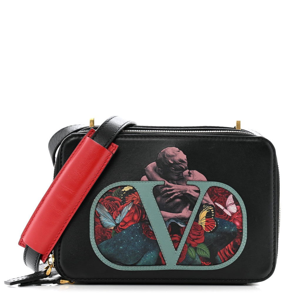 X UNDERCOVER Smooth Calfskin Graphic Print VSling Crossbody Bag Black