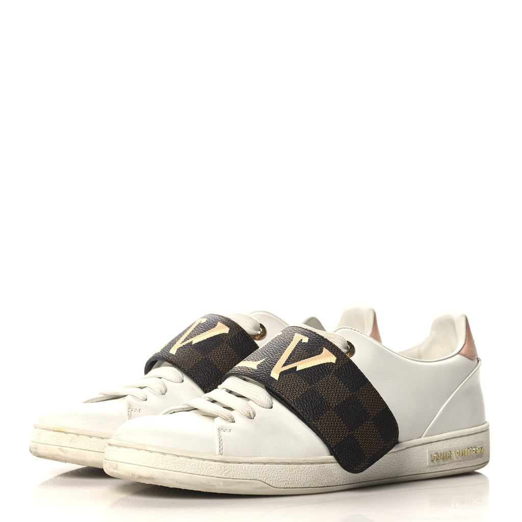 Damier Ebene Front Row Sneaker 37.5 White