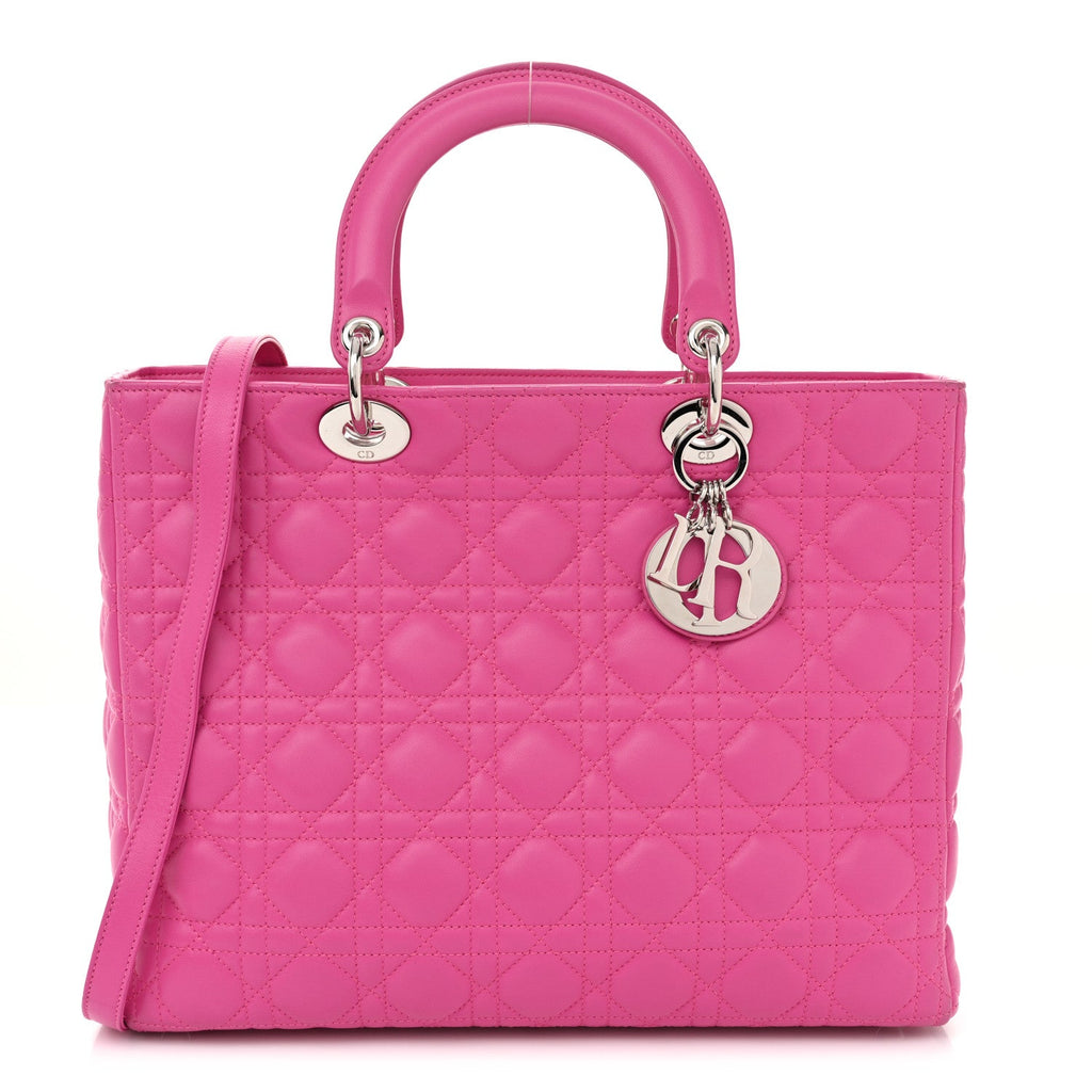 Lambskin Cannage Large Lady Dior Fuchsia