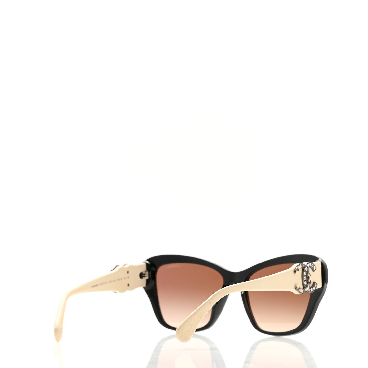 Acetate Lambskin Crystal Baguette Chain CC Sunglasses 5457-Q-A Black Beige