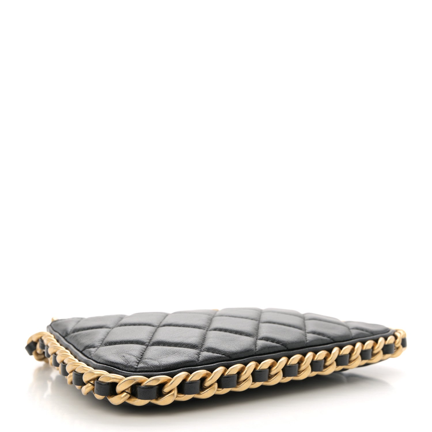 Lambskin Quilted Chain Around Top Handle Mini Bag Black