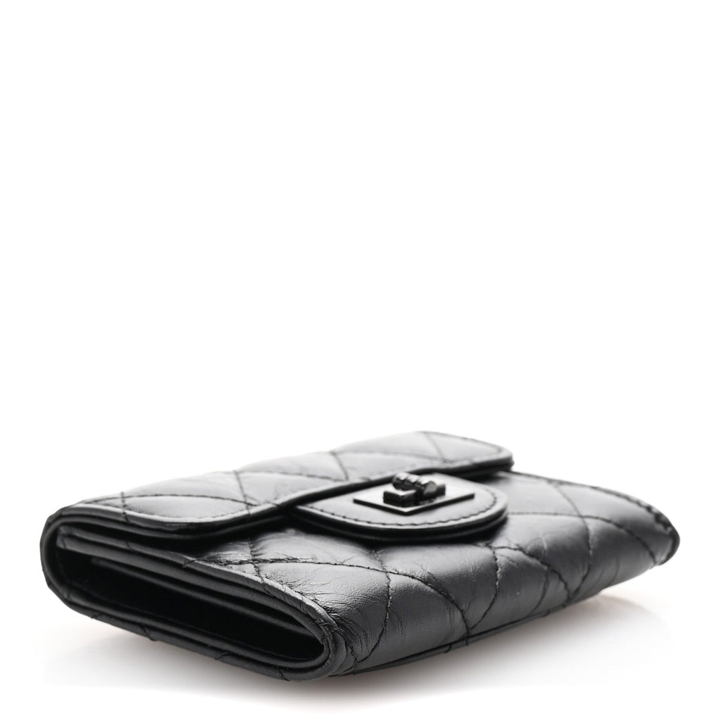 Aged Calfskin Quilted Reissue Flap  Holder Wallet So Black