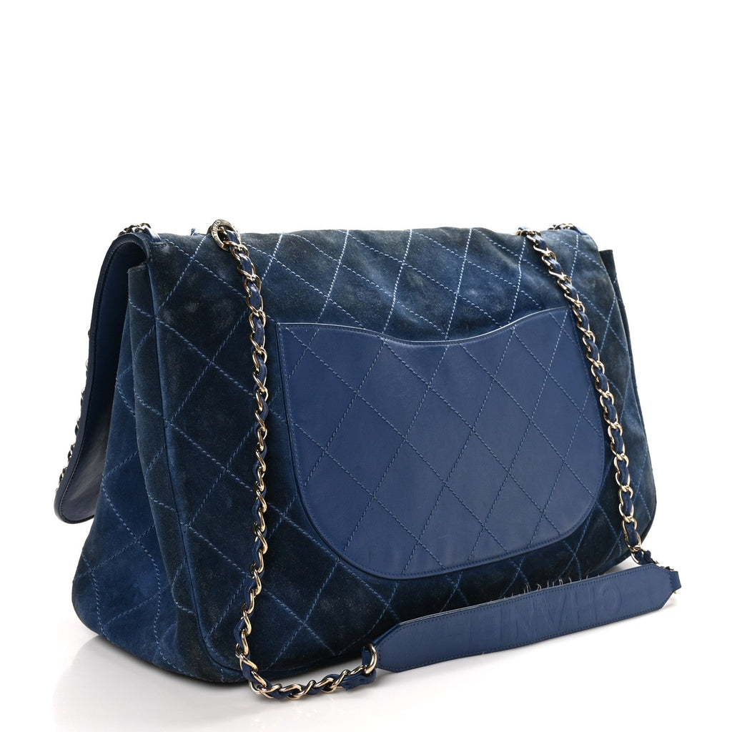 x Pharrell Williams Suede Lambskin XXL Flap Bag Navy