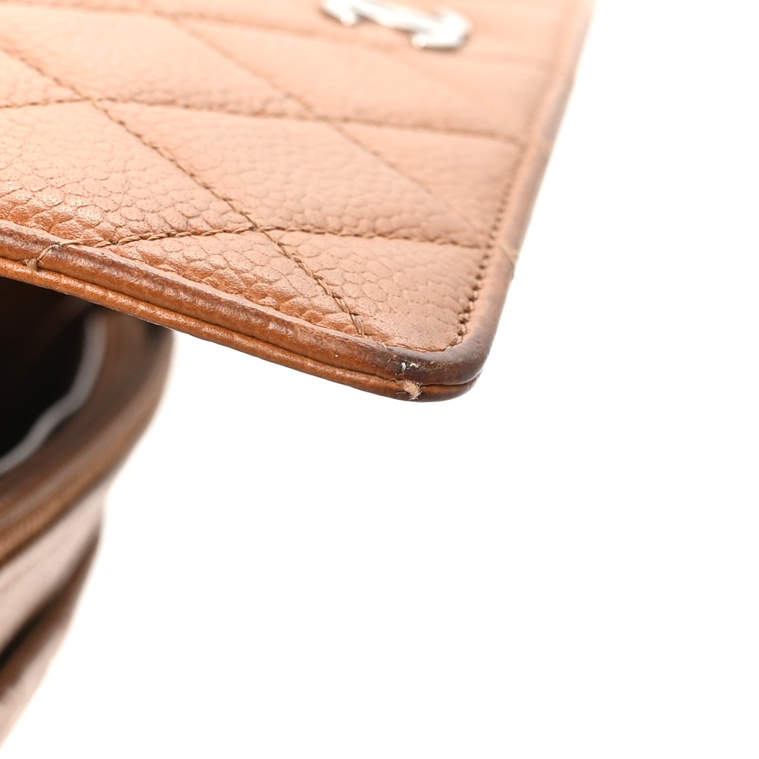 Caviar Quilted Wallet On Chain WOC Light Brown
