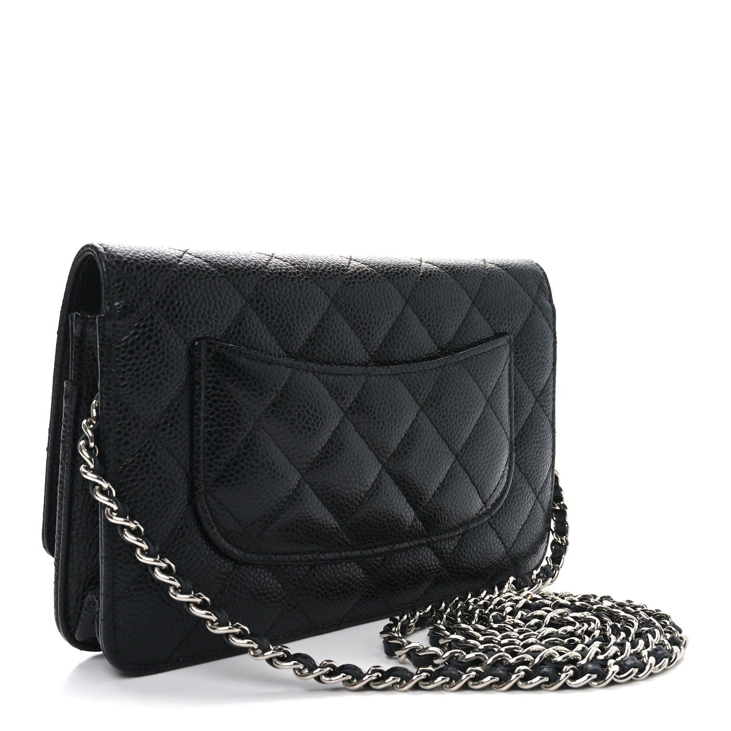 Caviar Quilted Wallet on Chain WOC Black