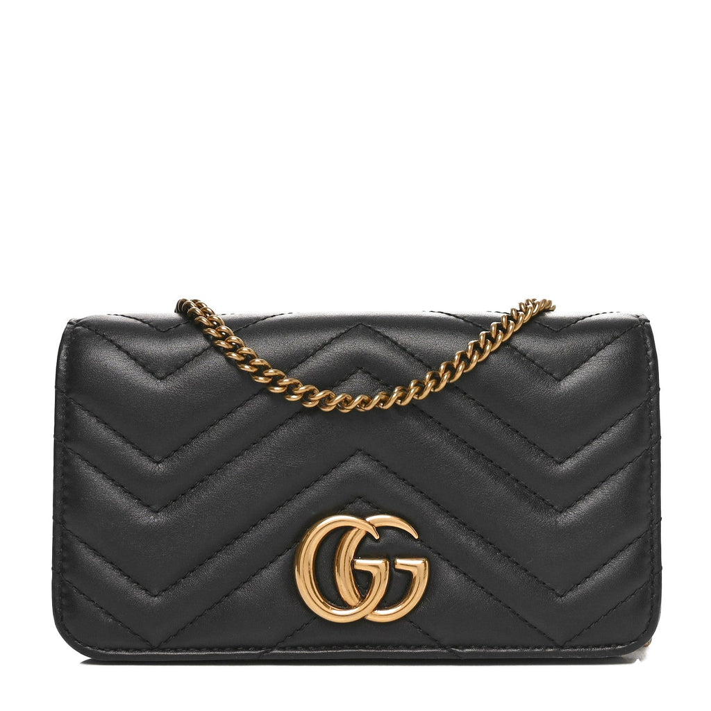Calfskin Matelasse GG Marmont Mini Bag Black