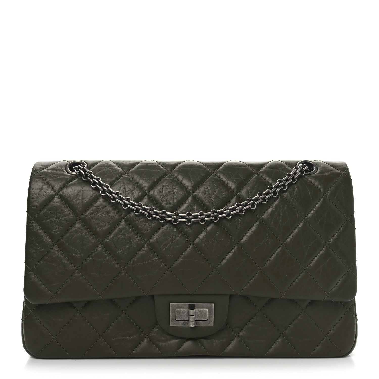 Aged Calfskin Quilted 2.55 Reissue 227 Flap Dark Green