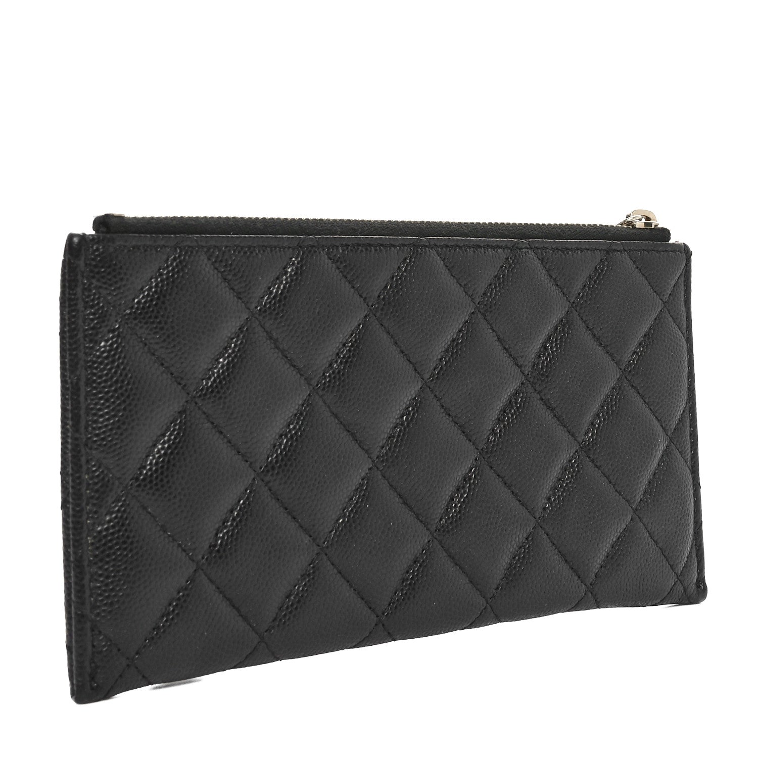 Caviar Quilted Classic Zip Pouch Black