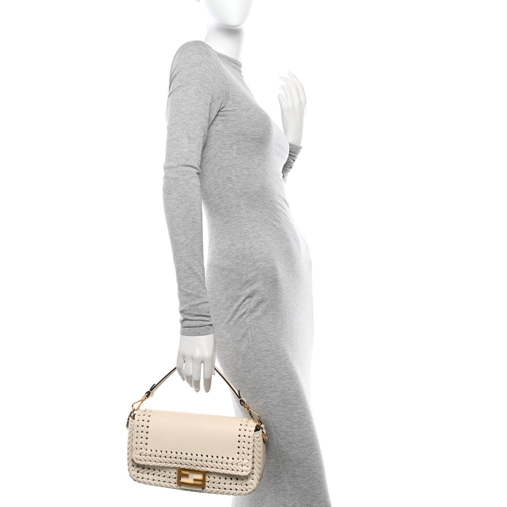 Vitello King Ceylon Woven Baguette White Ice