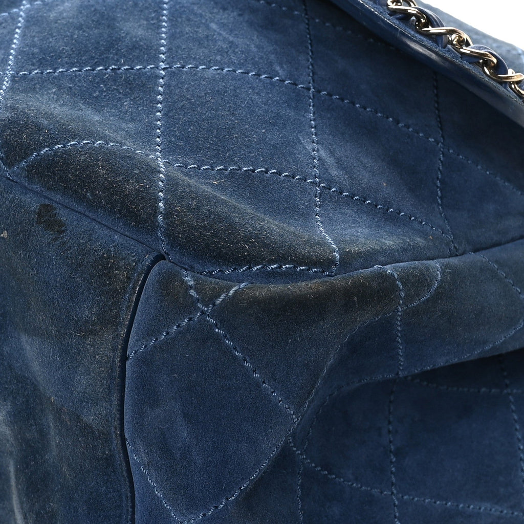 x Pharrell Williams Suede Lambskin XXL Flap Bag Navy