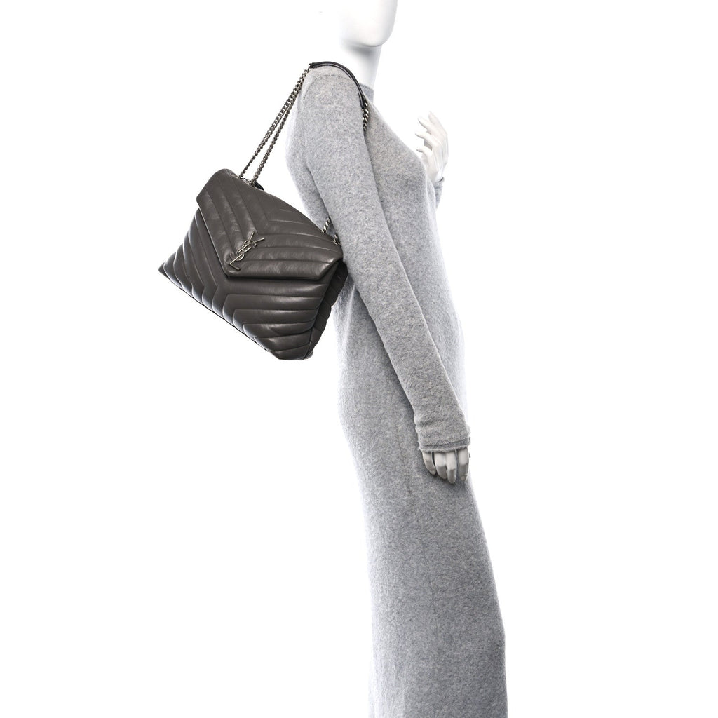 Calfskin Y Quilted Monogram Medium Loulou Chain Satchel Earth