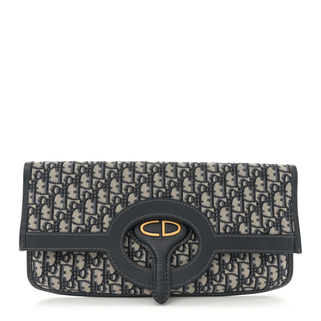 Oblique Fold Over Clutch Blue