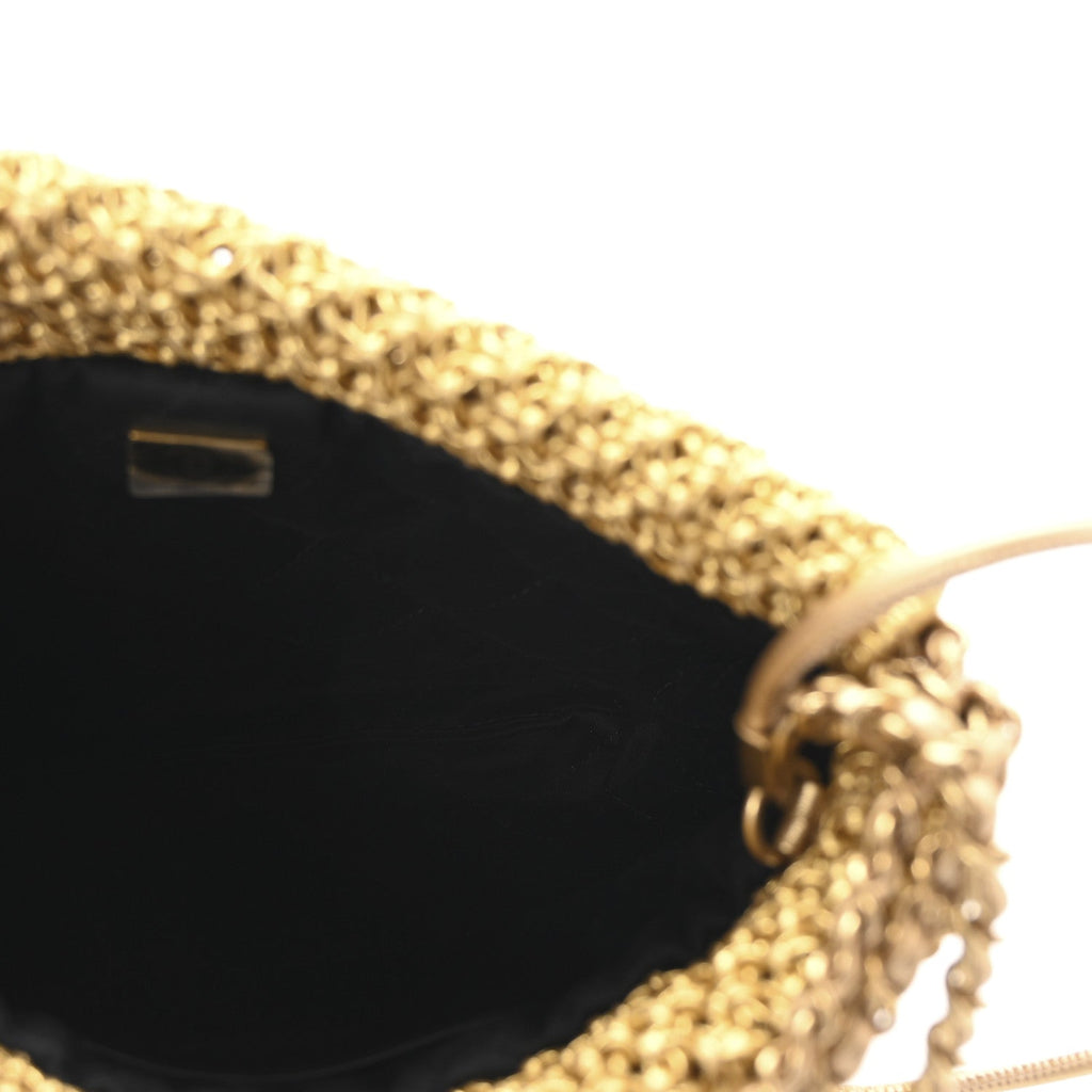Metallic Calfskin Macrame Mini Chanel 22 Gold